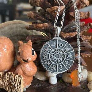 925 Sterling vintage astrology hefty necklace